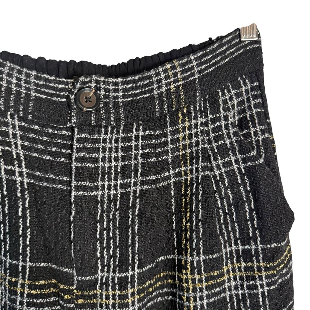 Slate & Willow Black Plaid Tweed Wide Leg High Rise Trouser Dress Pants Size M - Picture 9 of 14